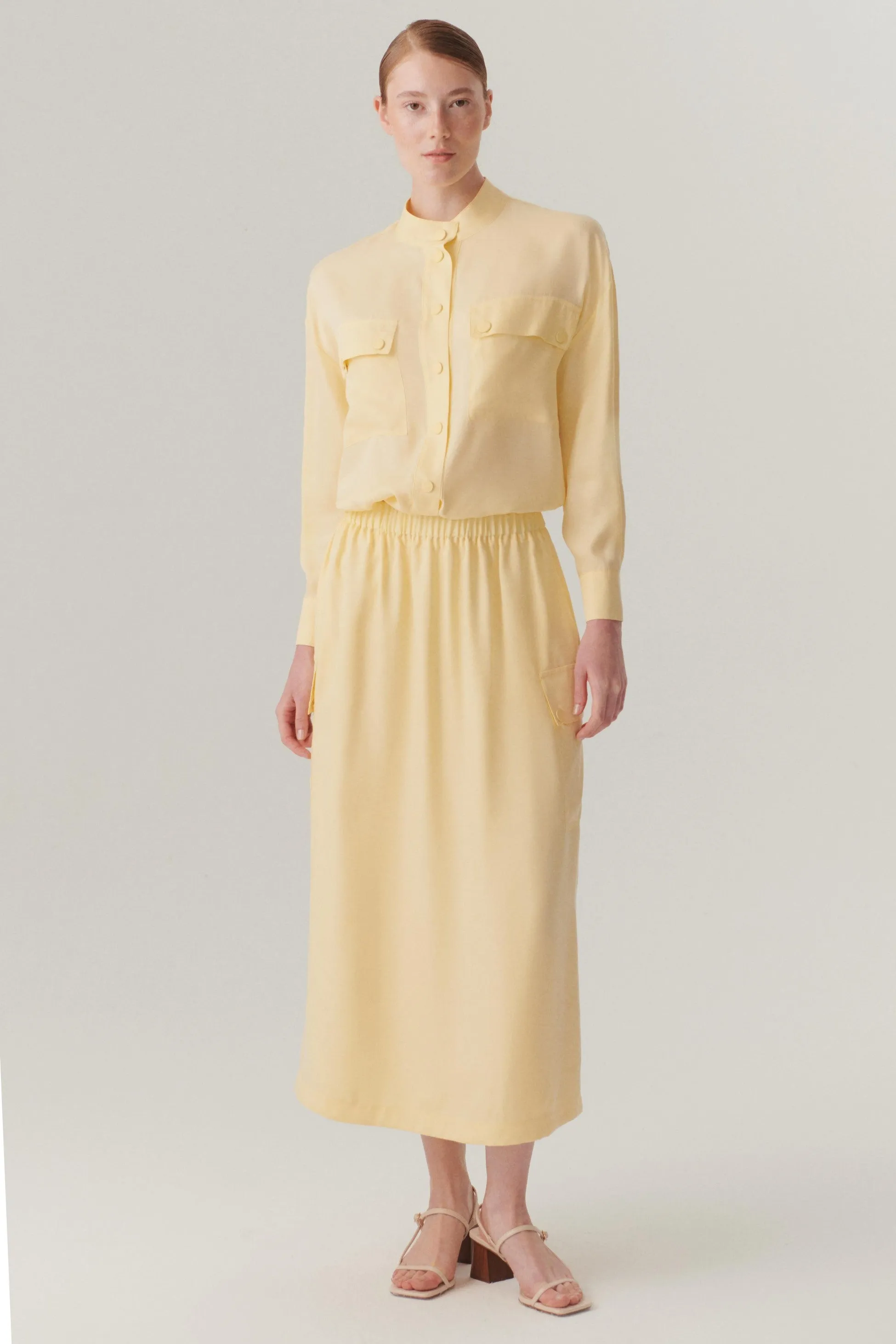 Yellow Vintage-Inspired Pleated Skirt